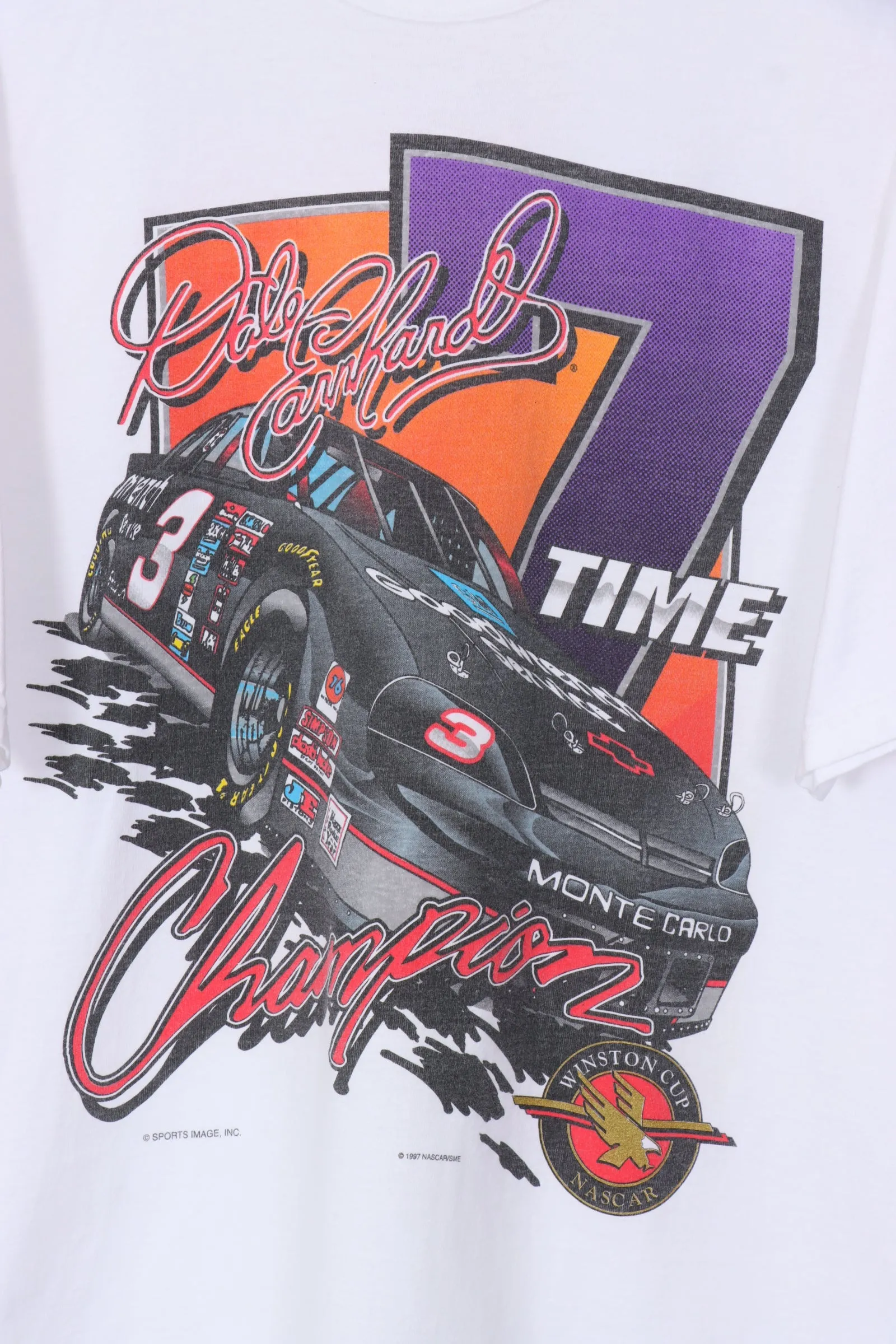 1997 Vintage NASCAR Colourful Dale Earnhardt Car Racing Tee (XL)