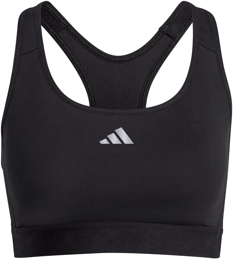 adidas Womens Power React Sports Bra Training Casual Casual Cooling - Black