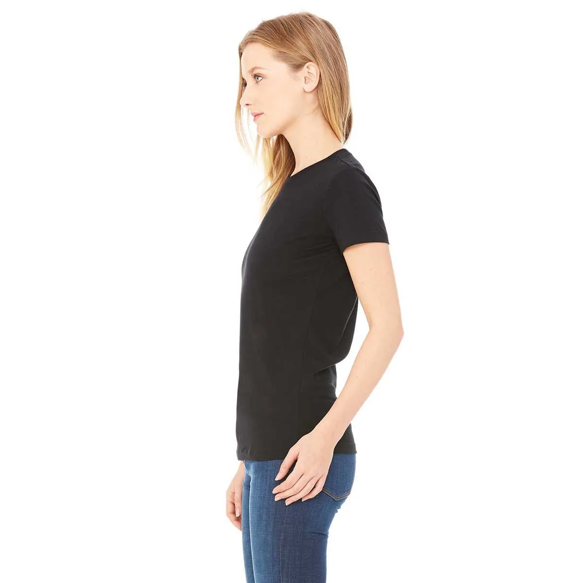Bella   Canvas Women's Solid Black Blend Jersey Short-Sleeve T-Shirt