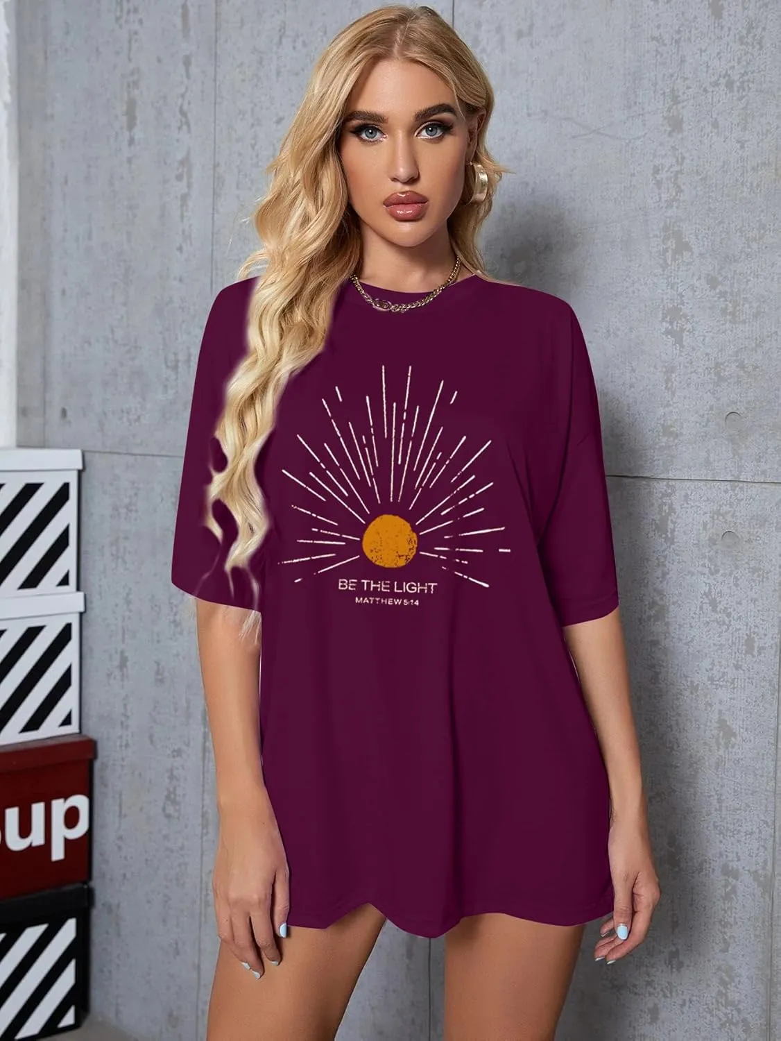 Christian Oversized Shirts Woman Be The Light Jesus Faith Bible Verse Tshirt Casual Christians Inspirational Tee Top