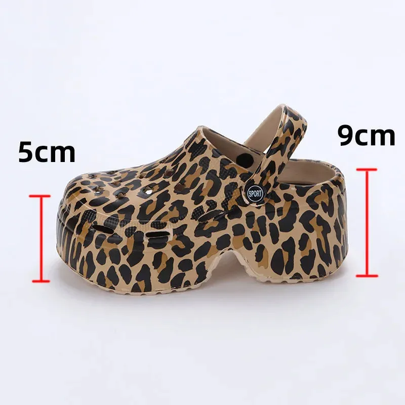 Colorful Thick Bottom Clogs Women's Sandals Summer Chunky Platform Wedge High Heels Slippers for Stylish Comfort