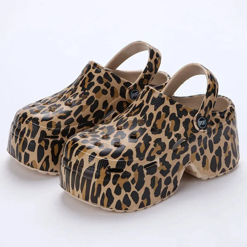 Colorful Thick Bottom Clogs Women's Sandals Summer Chunky Platform Wedge High Heels Slippers for Stylish Comfort
