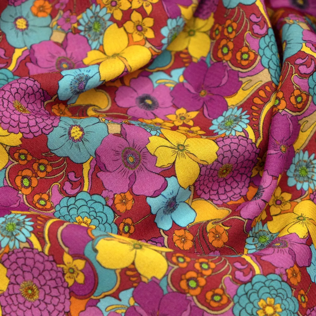 Deadstock Bloomtopia Printed Viscose - Magenta