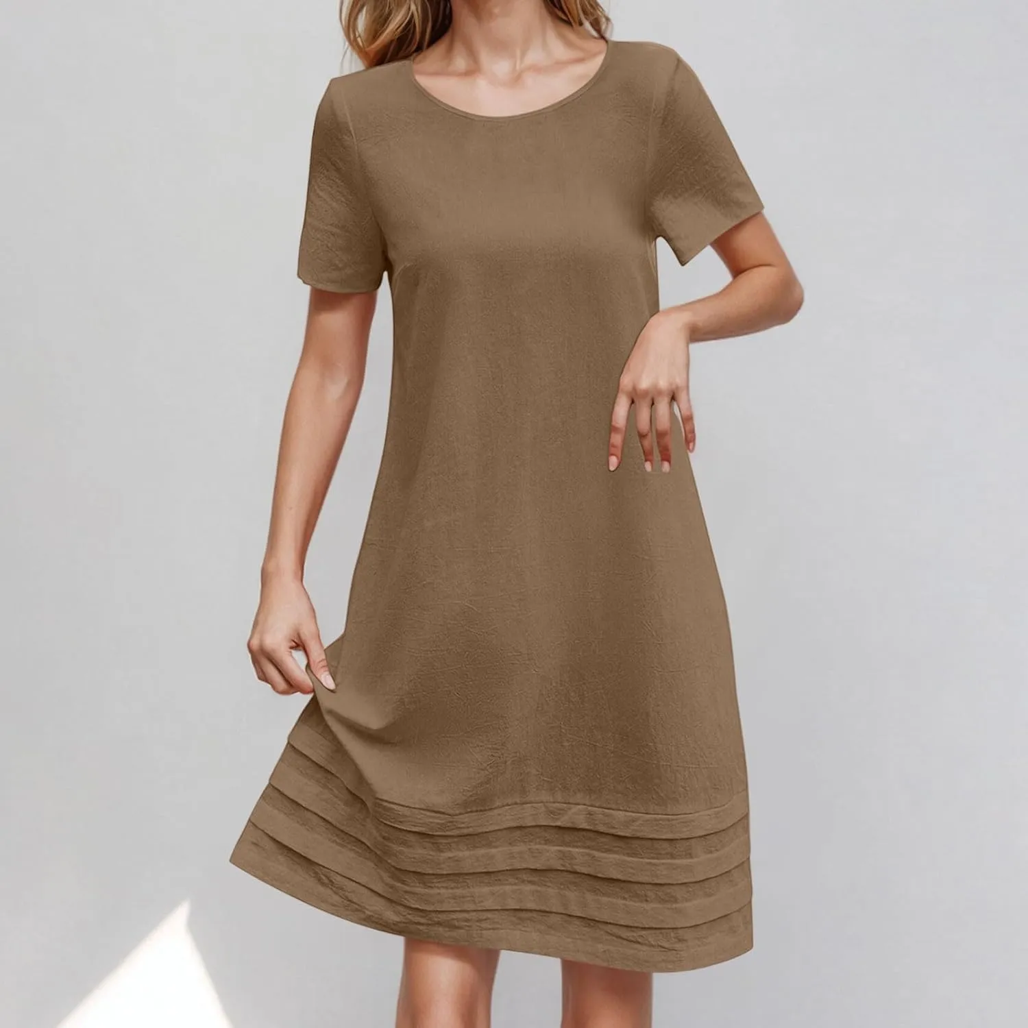 Dresses for Women Casual Summer Short Sleeve Tunic Swing Dress Comfy Loose Fit Travel Work Outfits