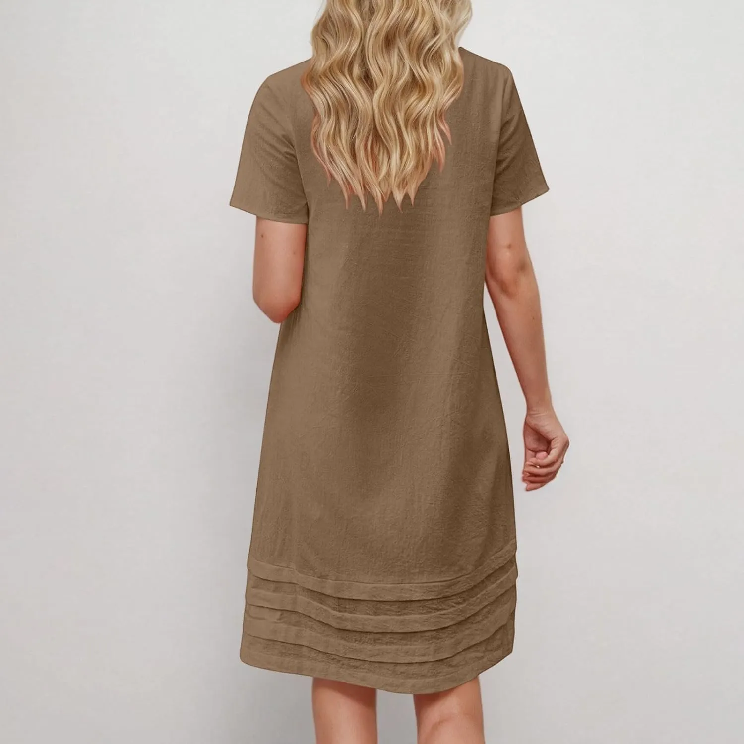 Dresses for Women Casual Summer Short Sleeve Tunic Swing Dress Comfy Loose Fit Travel Work Outfits