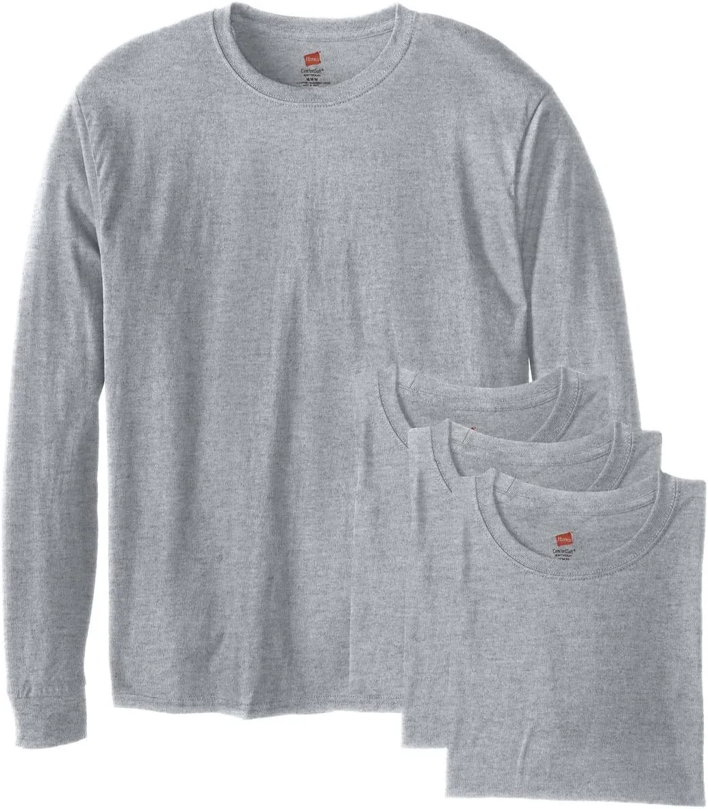 Hanes mens Essentials Long Sleeve T-shirt Value Pack (4-pack) fashion t shirts, Light Steel, XX-Large US