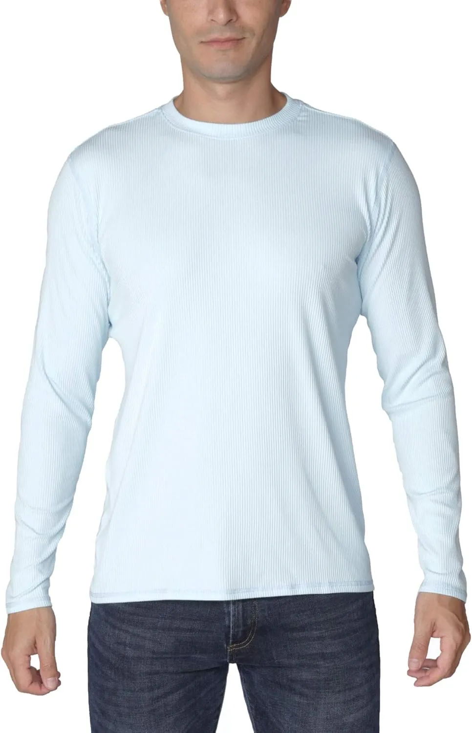 INGEAR Mens Loose Fit Shirt UPF Sun Shirts Everyday Long Sleeve T-Shirt Sun Protective Shirts for Mens (Light Blue, Medium)