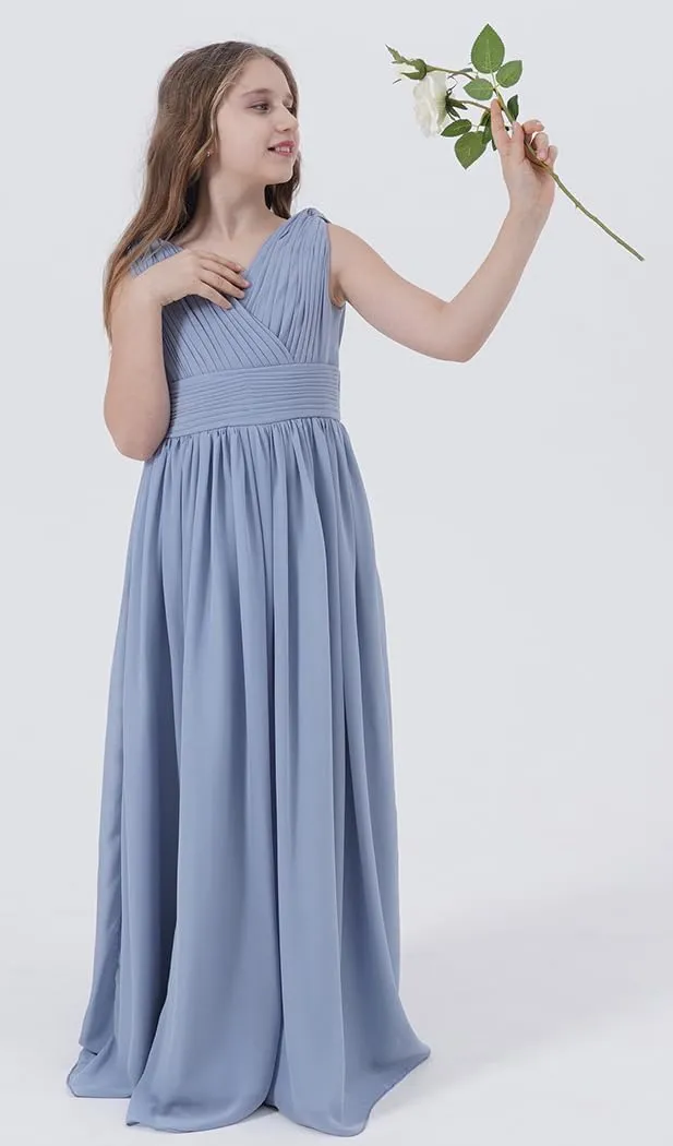 Junior Girls Bridesmaid Dress Flower Girl Wedding Party Dresses for Teen Chiffon PT010