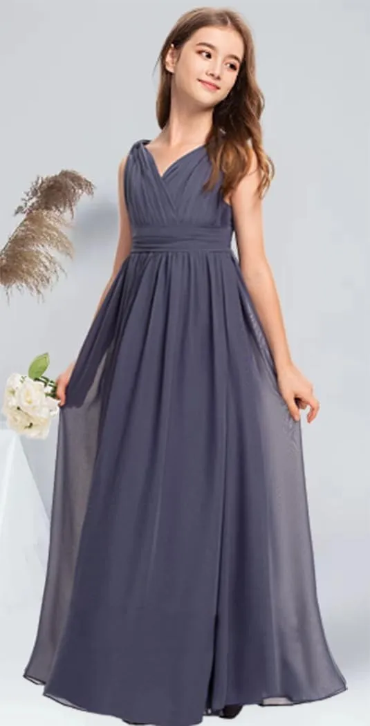 Junior Girls Bridesmaid Dress Flower Girl Wedding Party Dresses for Teen Chiffon PT010