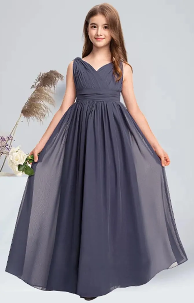 Junior Girls Bridesmaid Dress Flower Girl Wedding Party Dresses for Teen Chiffon PT010