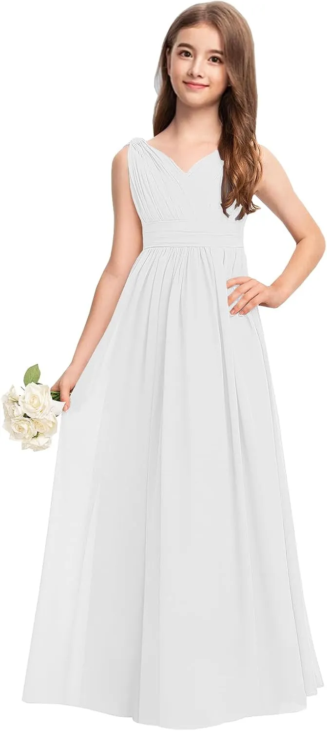 Junior Girls Bridesmaid Dress Flower Girl Wedding Party Dresses for Teen Chiffon PT010