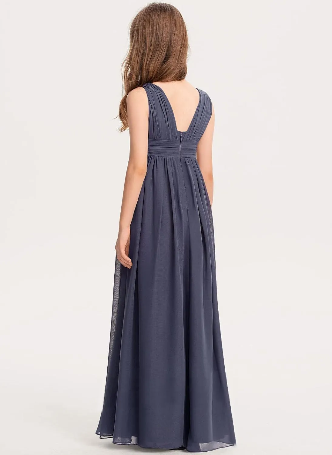 Junior Girls Bridesmaid Dress Flower Girl Wedding Party Dresses for Teen Chiffon PT010
