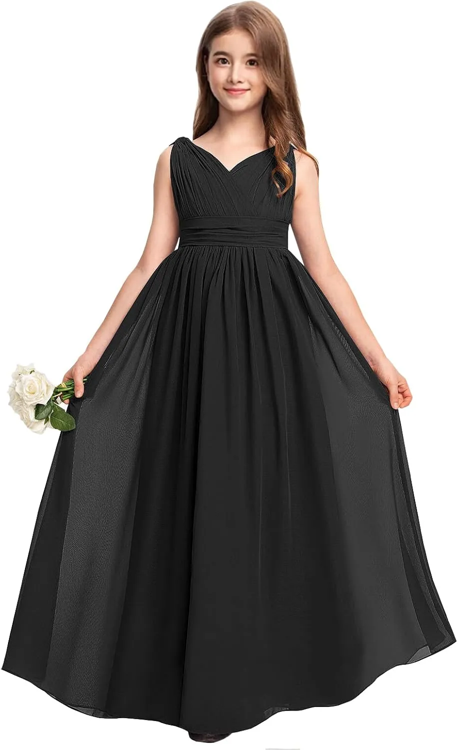 Junior Girls Bridesmaid Dress Flower Girl Wedding Party Dresses for Teen Chiffon PT010