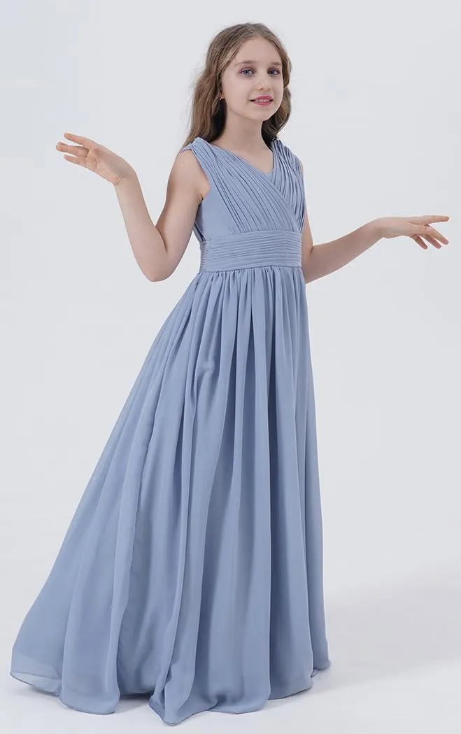 Junior Girls Bridesmaid Dress Flower Girl Wedding Party Dresses for Teen Chiffon PT010