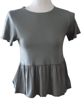 Light Spring Ruffle Hem Sage Green Tee