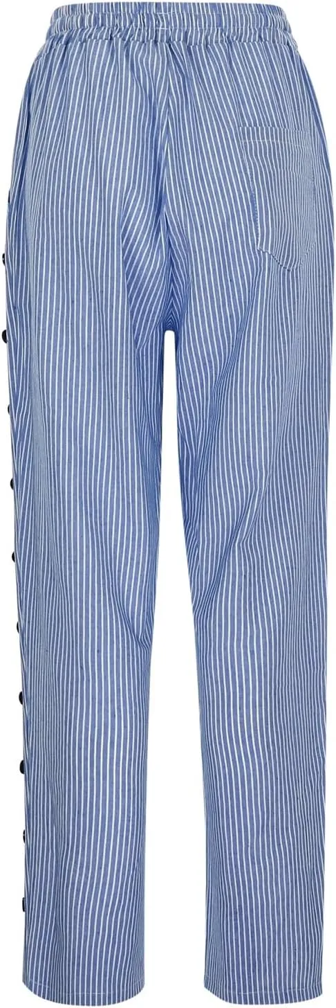 Linen Capris for Women Lightweight Summer Pants Drawstring Elastic Waisted Vacation Beach Linen Pants Casual Travel Trousers