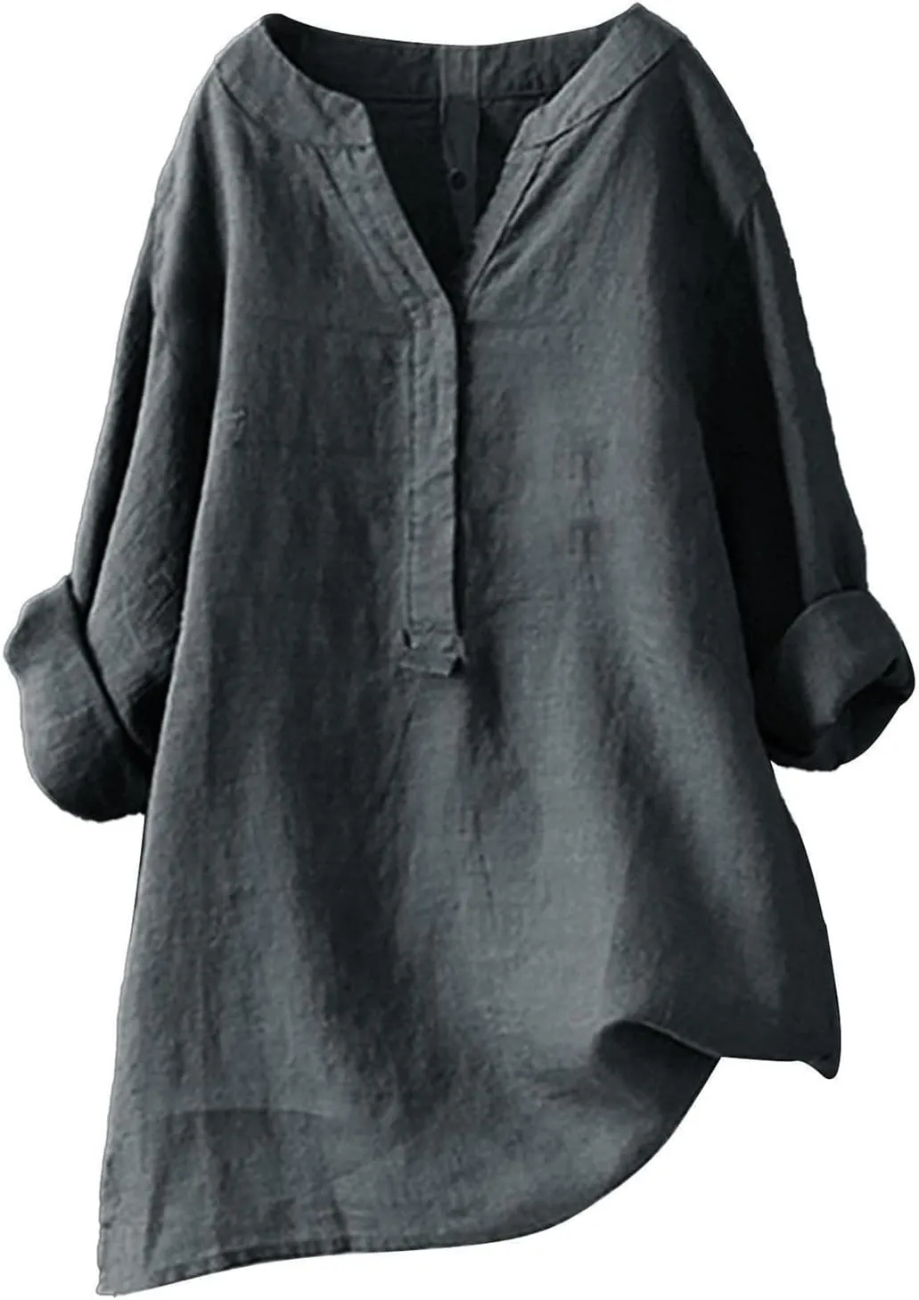 Linen Shirt for Women Breathable Tops Loose Button V Neck Tops Womens Daily Tunic Blouse Oversized Summer Tee Shirts