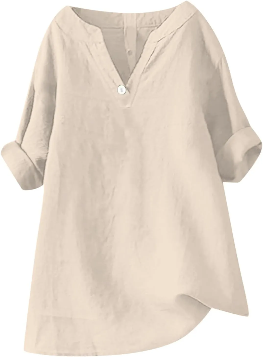 Linen Tops for Women Loose Fitting Summer V Neck Casual Blouses Short Sleeve T Shirts Spring Outfits Trendy Clothes