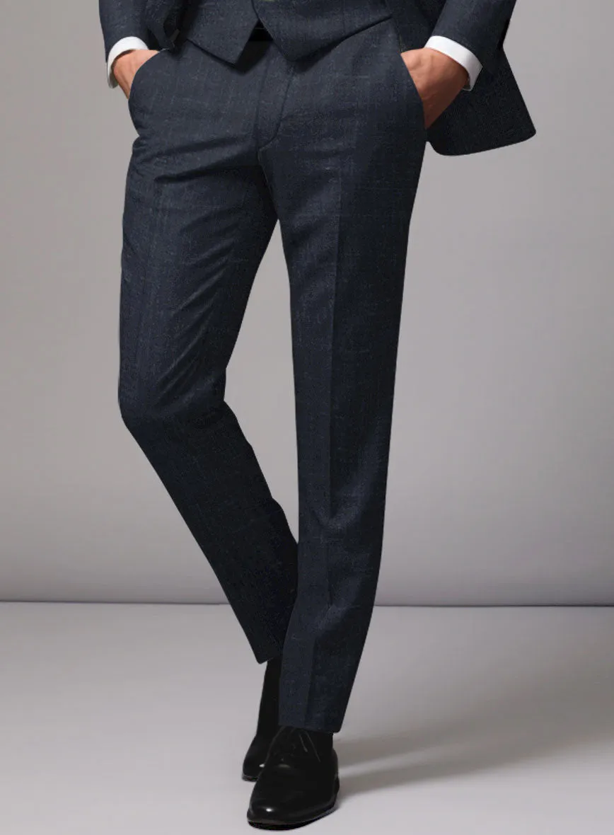 London Loom Dark Blue Twill Wool Silk Linen Pants