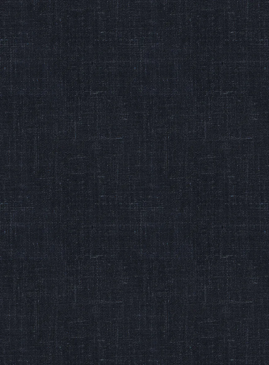 London Loom Dark Blue Twill Wool Silk Linen Pants