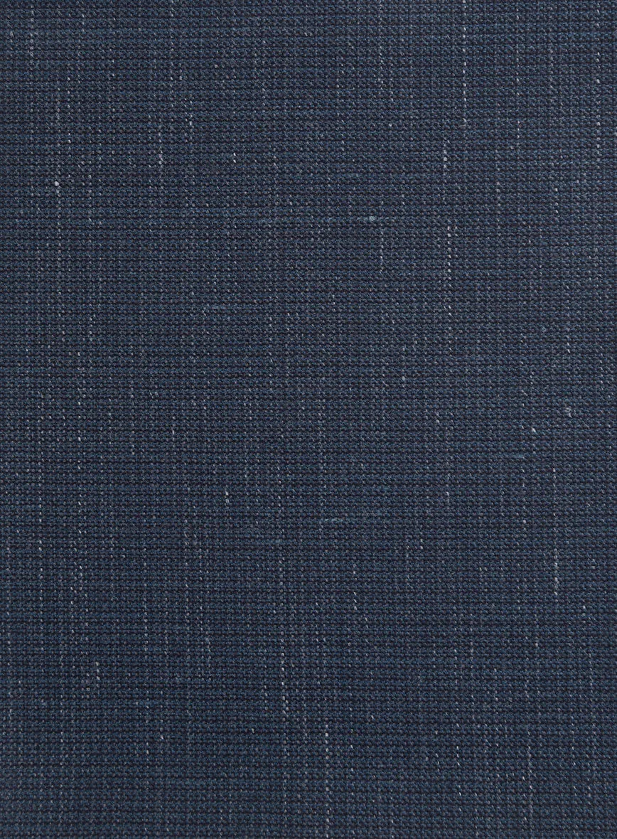 London Loom Navy Blue Abelardo Wool Silk Linen Pants