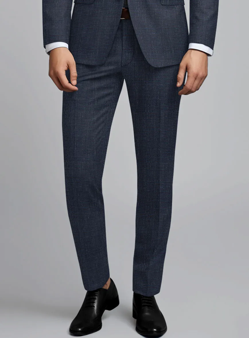 London Loom Navy Blue Abelardo Wool Silk Linen Pants
