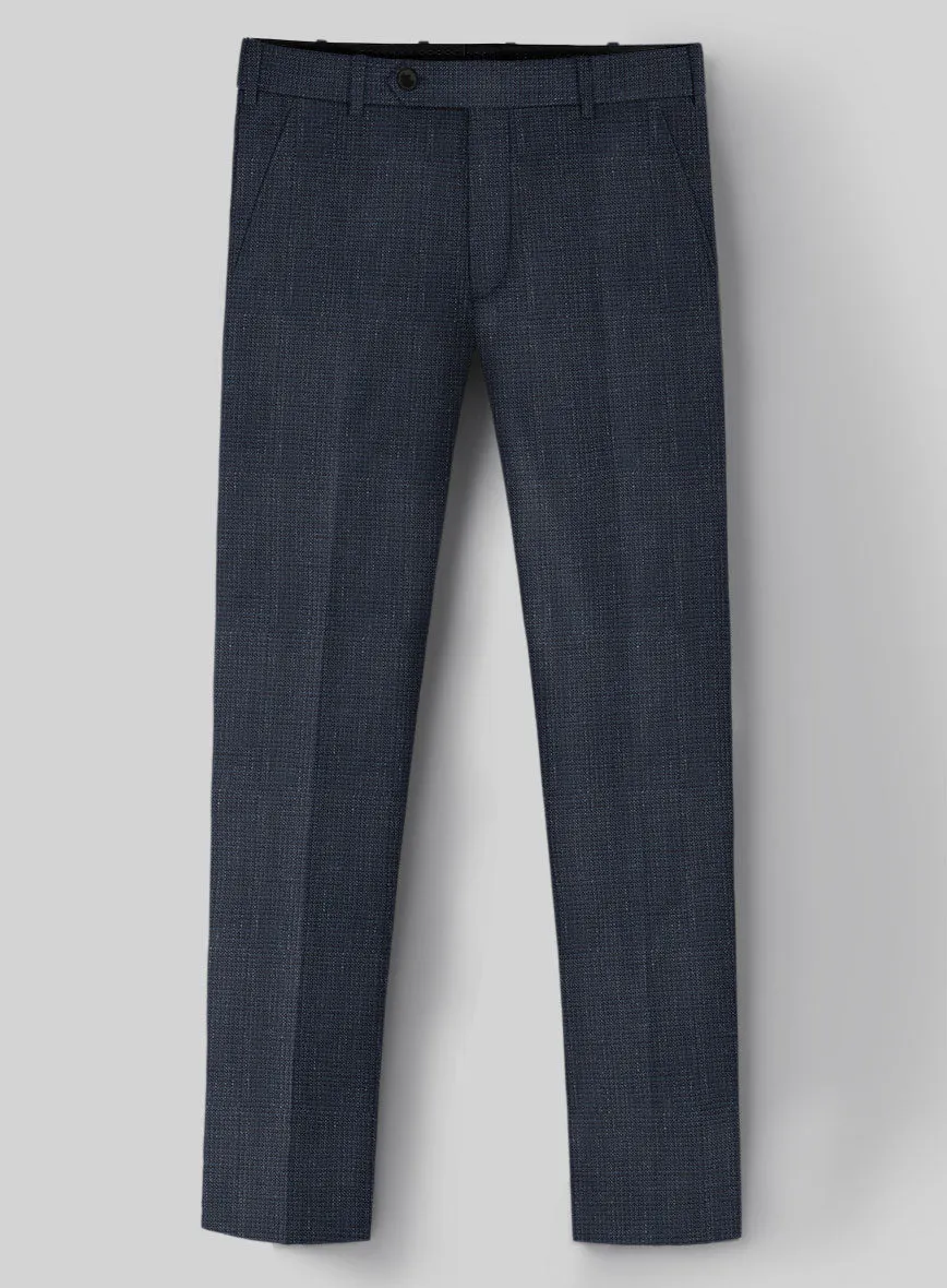 London Loom Navy Blue Abelardo Wool Silk Linen Pants