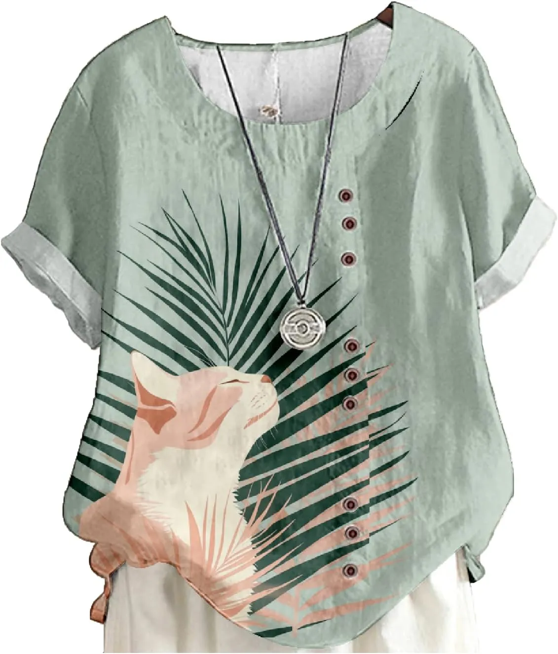 MARSVOVO Cute Summer Tops for Women Cats Print Crew Neck Short Sleeve Plus Size Tee Shirt Casual Fashion T-Shirts