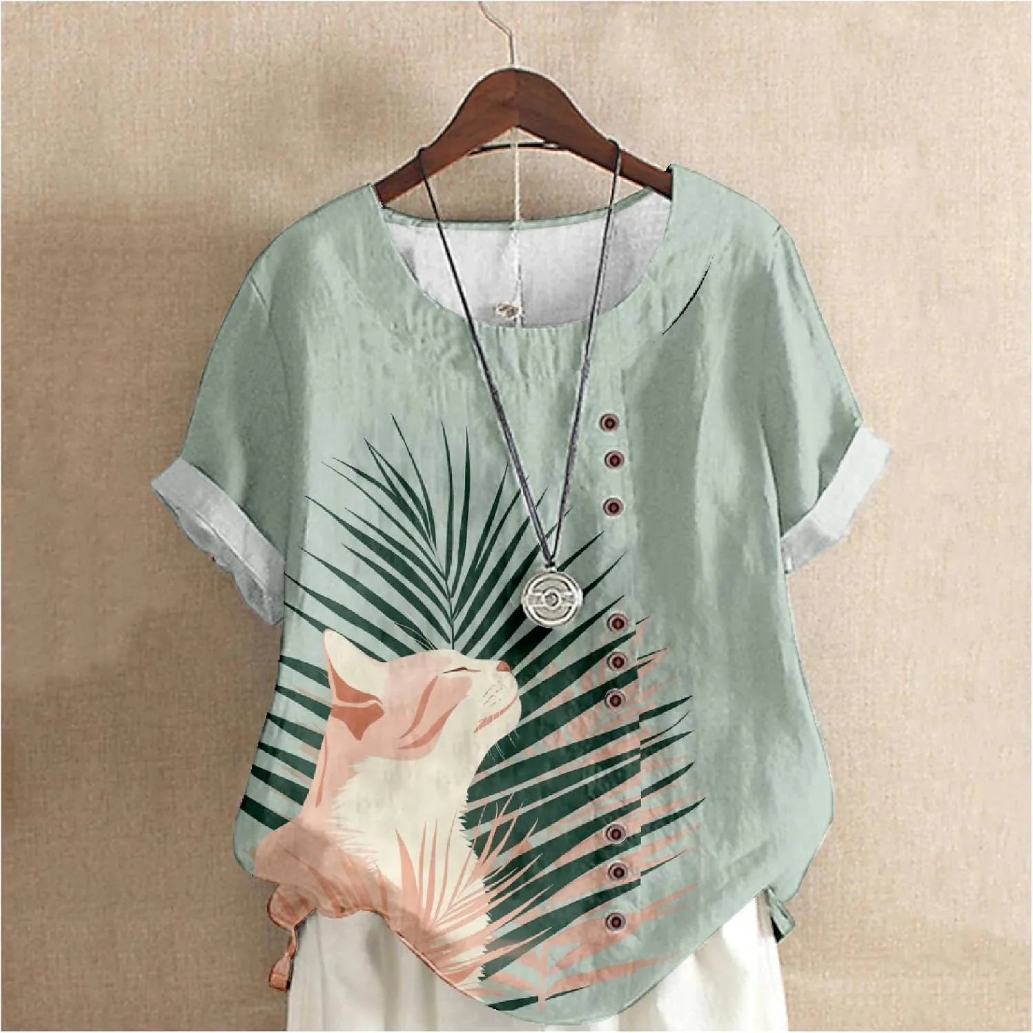 MARSVOVO Cute Summer Tops for Women Cats Print Crew Neck Short Sleeve Plus Size Tee Shirt Casual Fashion T-Shirts