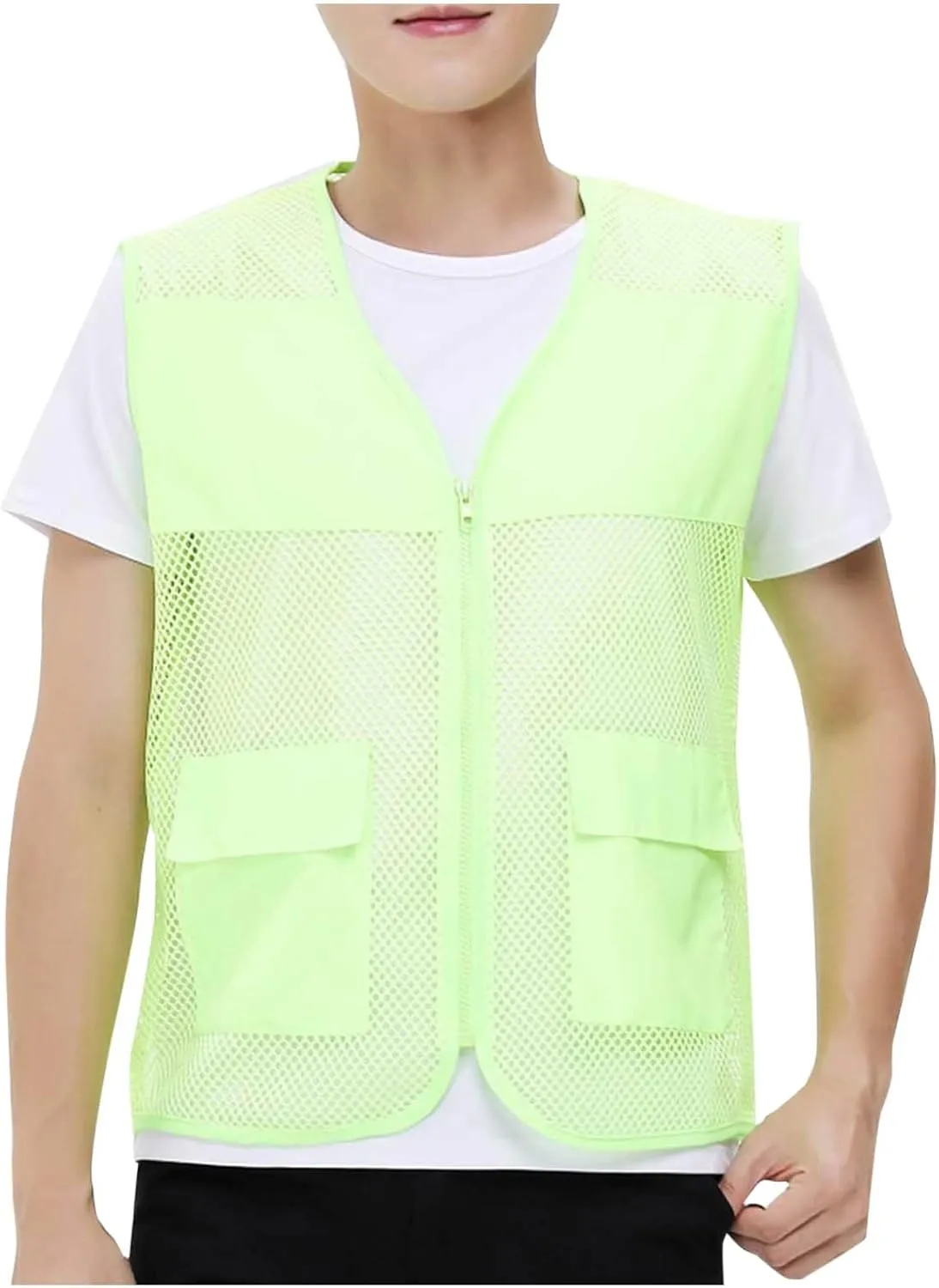 Mens Breathable Mesh Vest Jacket Summer Casual Lightweight Cycling Travel Zip Up Vests Outdoor Fishing Work Waistcoat