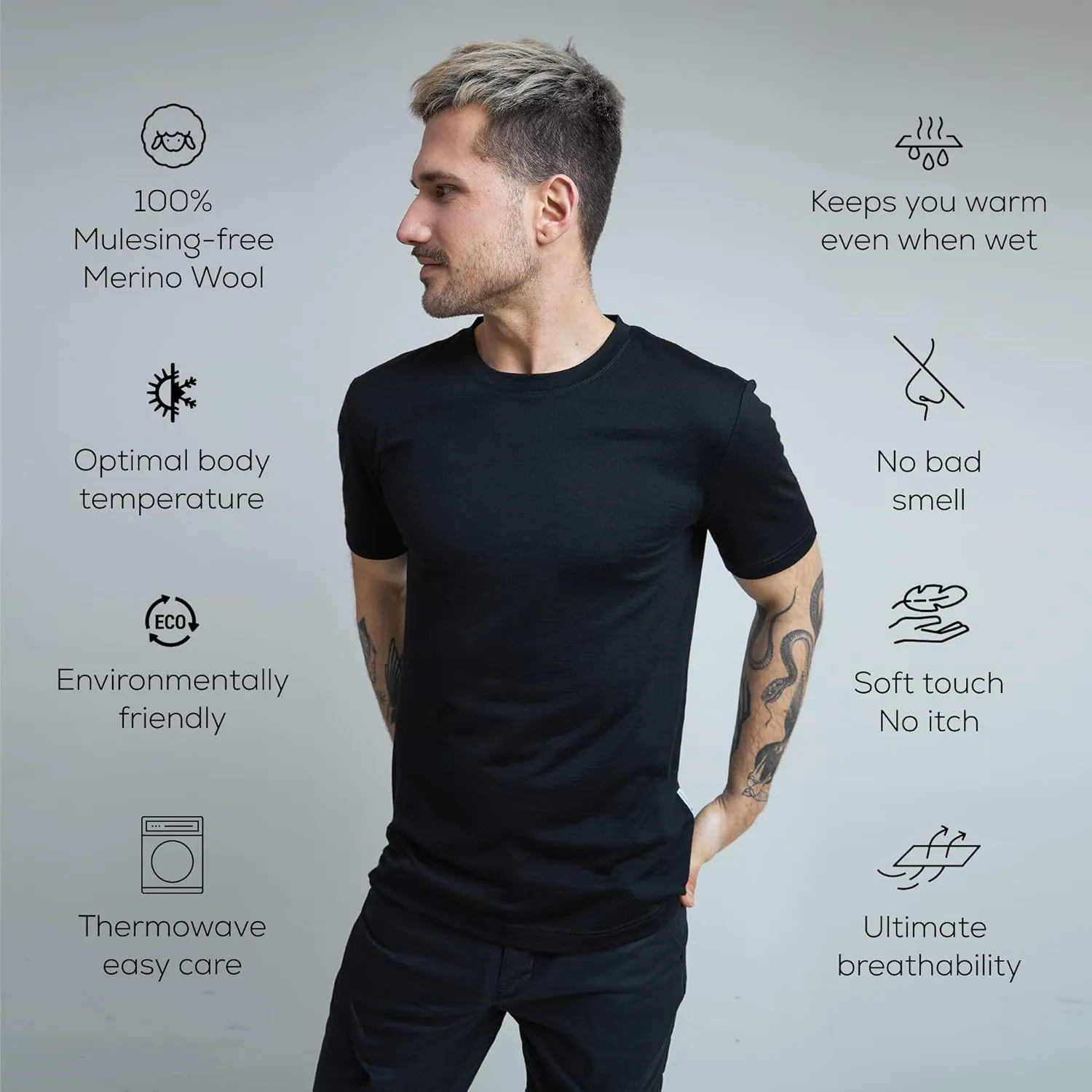 Merino Life 100% Merino Wool Short Sleeve Shirt Extra Light 4-Season 165 GSM