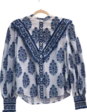 Neve & Noor Blue Tally Shirt in Indi Lapis UK S