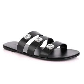 Philipp Plein Callisto Black Leather Sandal With Studs