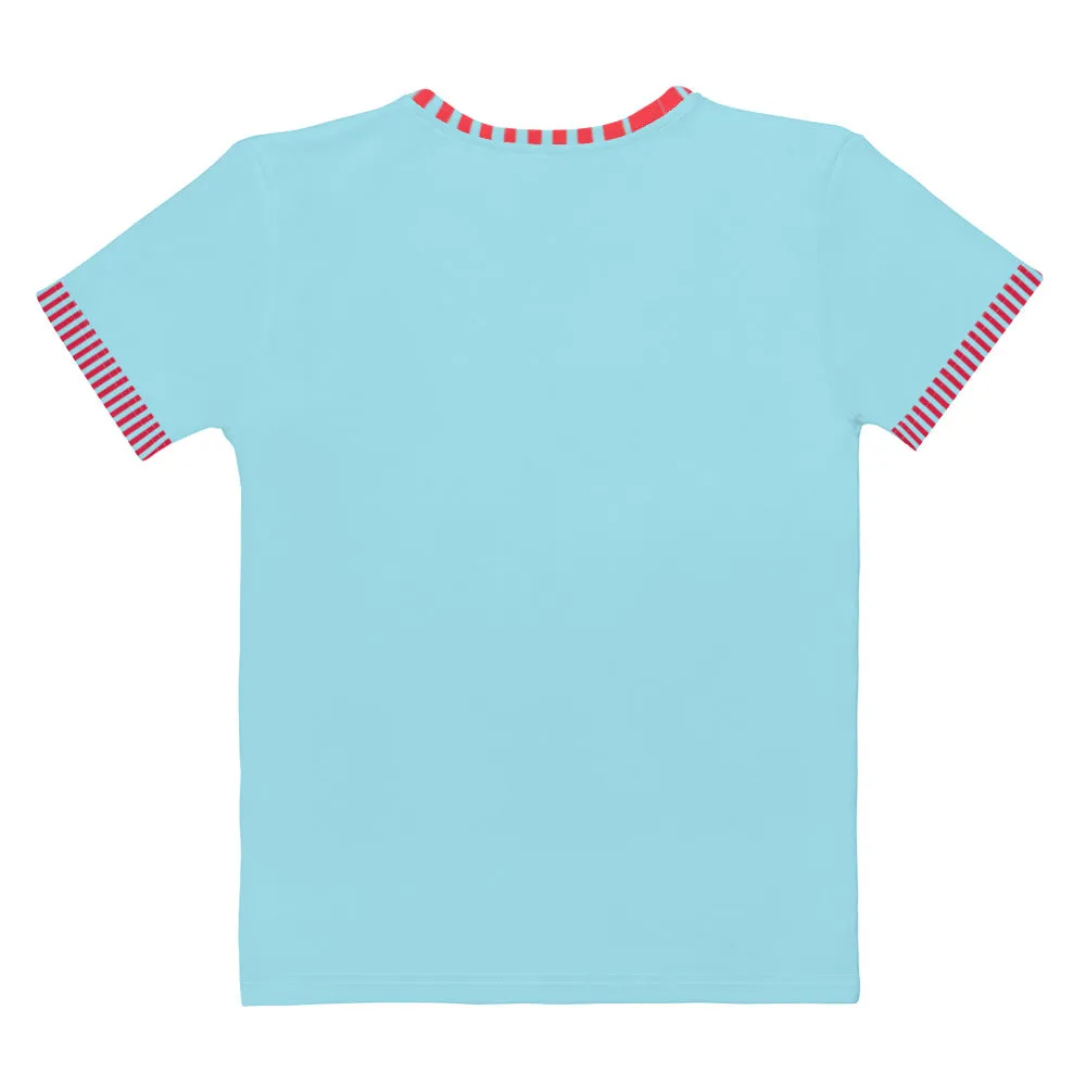 Pink Doggy Light Blue Women's T-shirt.