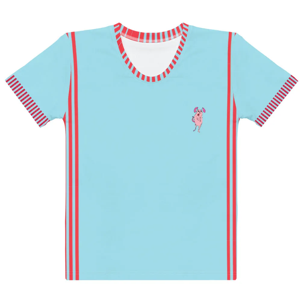Pink Doggy Light Blue Women's T-shirt.