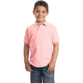 Port Authority Youth Light Pink Silk Touch Polo