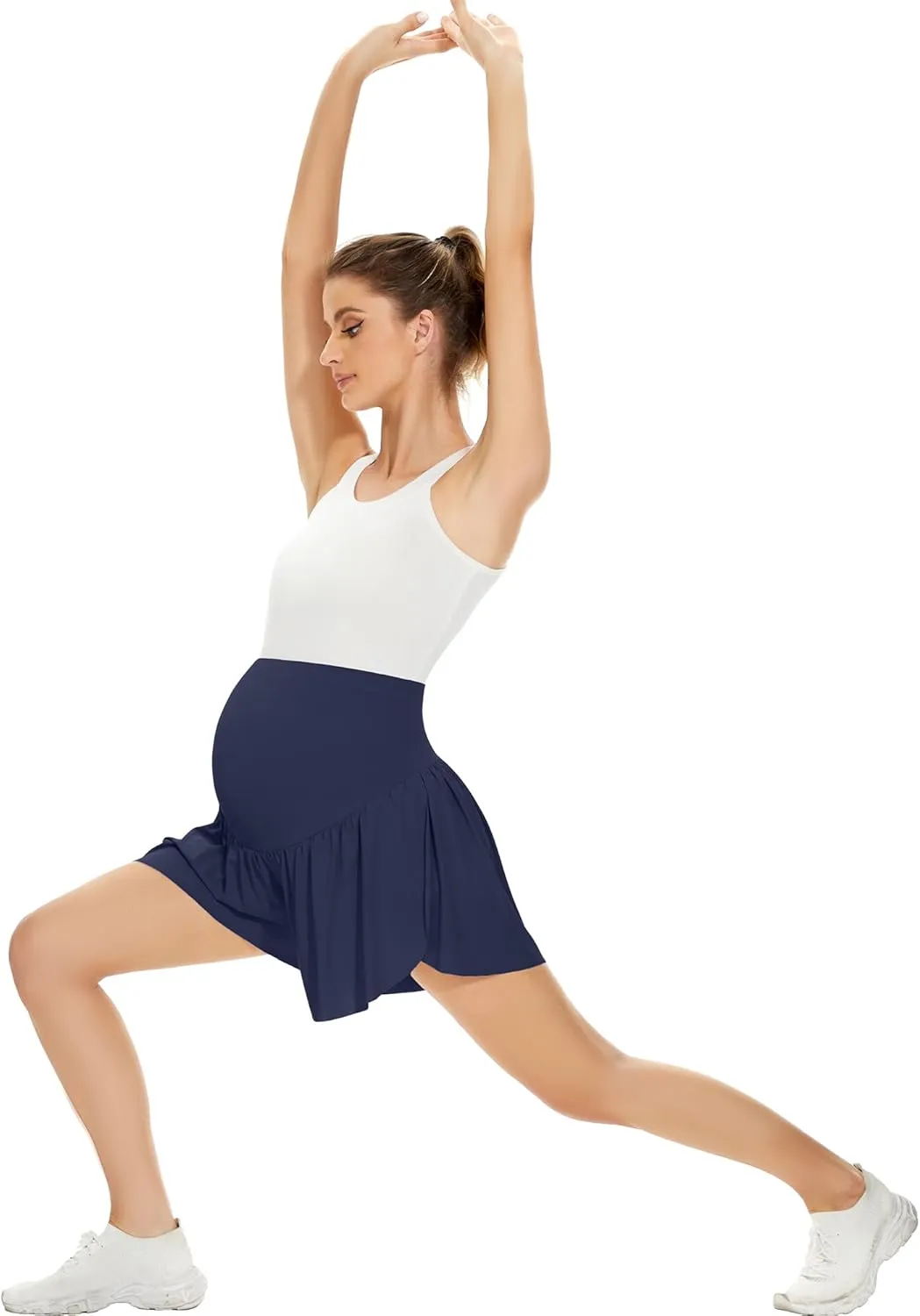 POSHGLAM Women's Maternity Flowy Shorts Over Belly Workout Causal Comfy Stretchy Summer Shorts