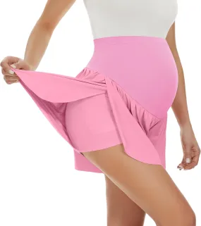 POSHGLAM Women's Maternity Flowy Shorts Over Belly Workout Causal Comfy Stretchy Summer Shorts