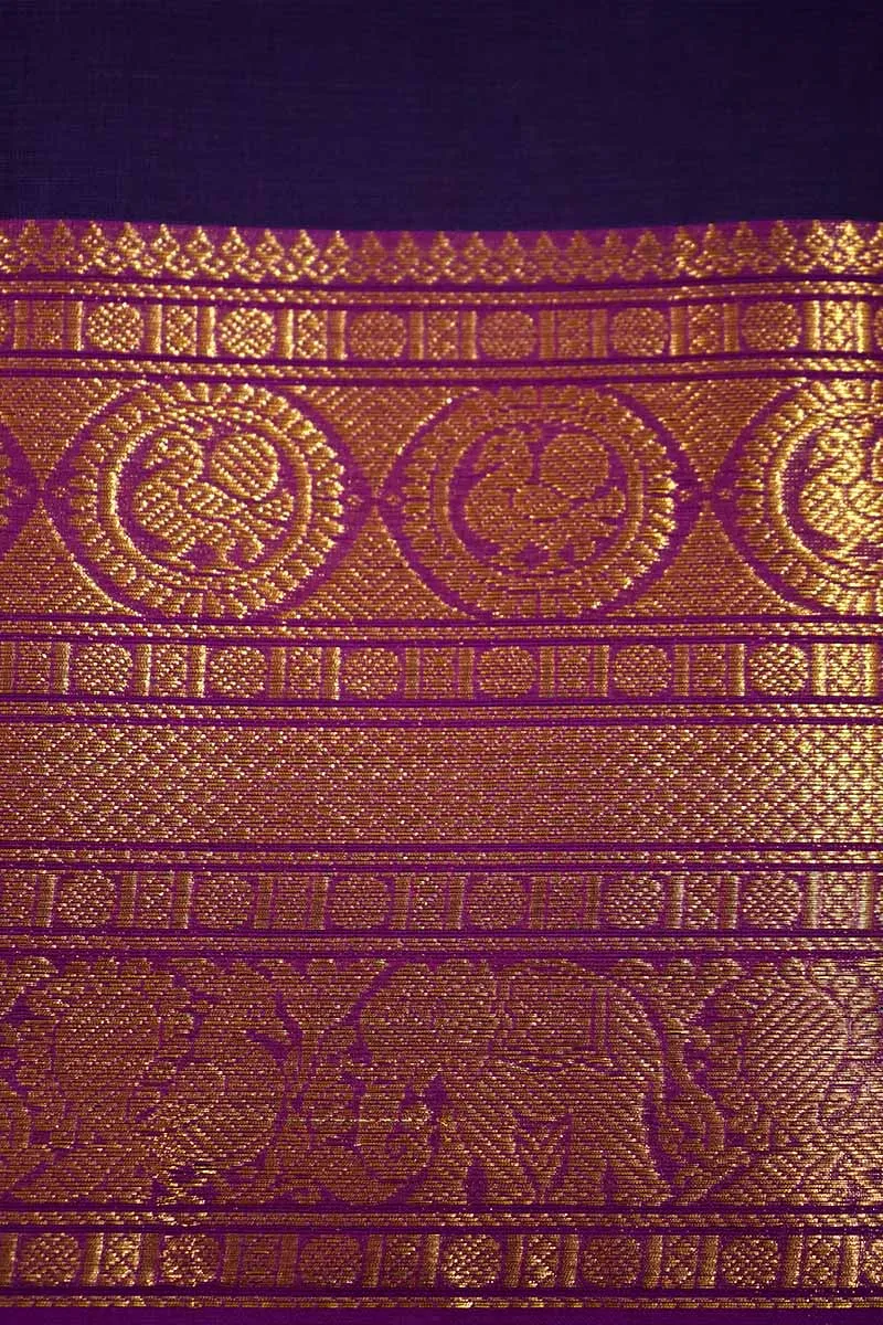 PURPLE WITH MAGENTA KANCHI COTTON SAREE