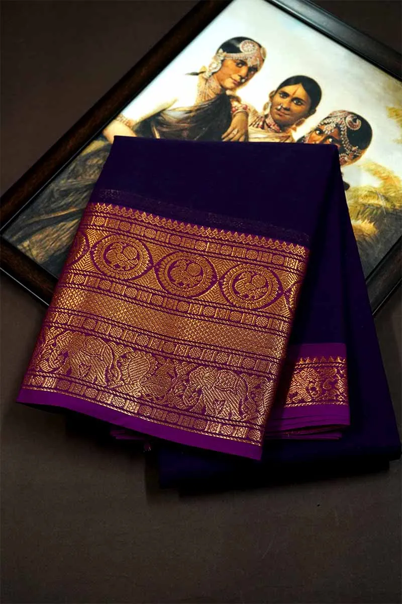 PURPLE WITH MAGENTA KANCHI COTTON SAREE