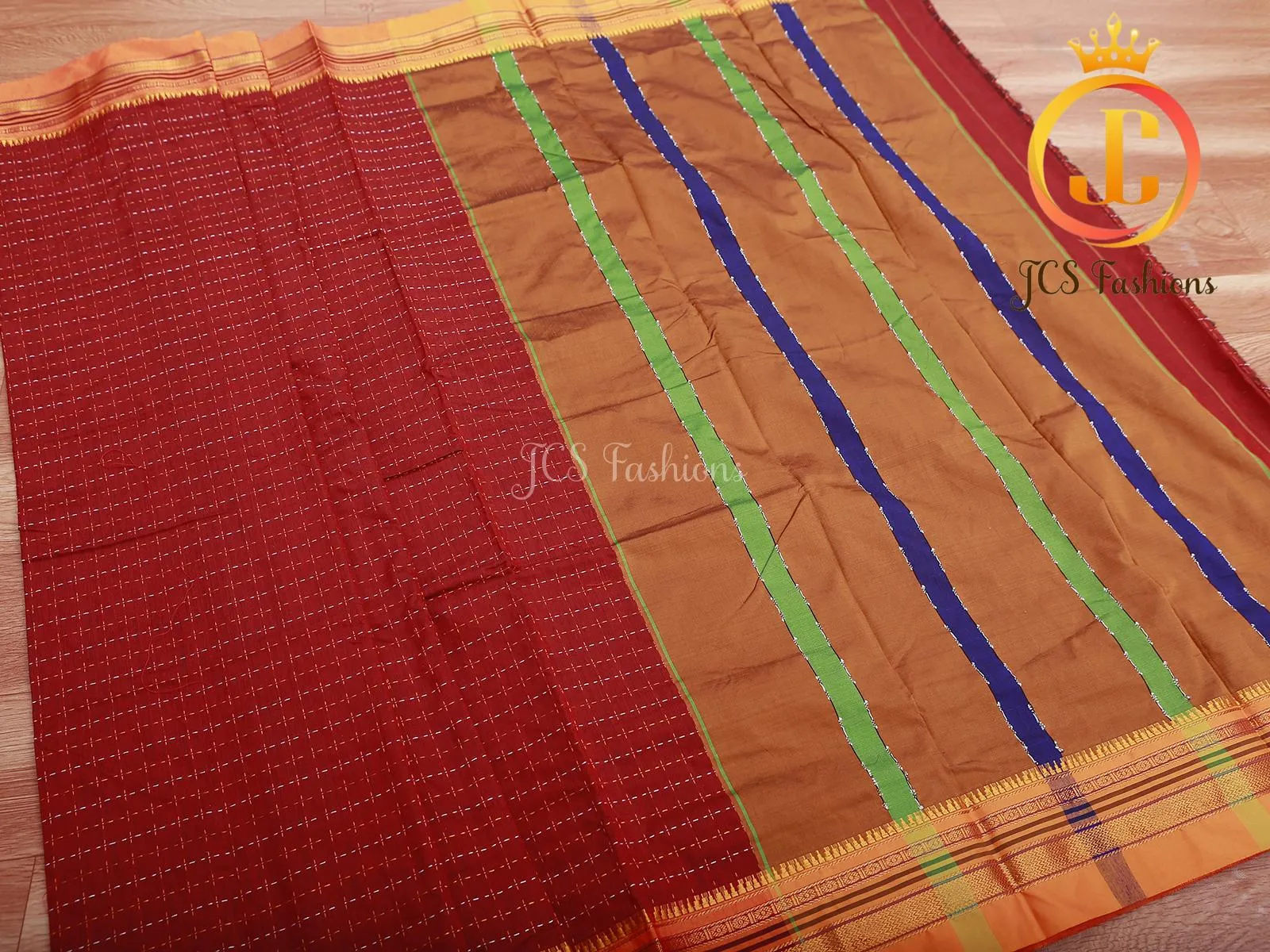 Red Ilkal Soft Cotton Silk Saree With Running Blouse