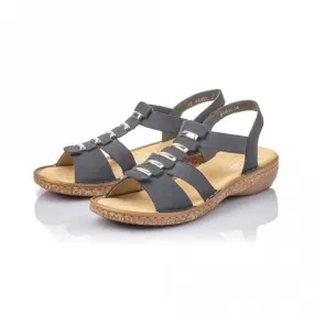 Rieker Metal Detail Sandals in Navy