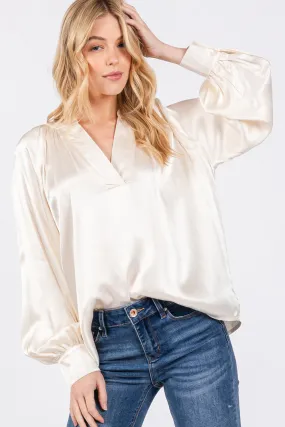 SAGE   FIG Notched Long Sleeve Blouse