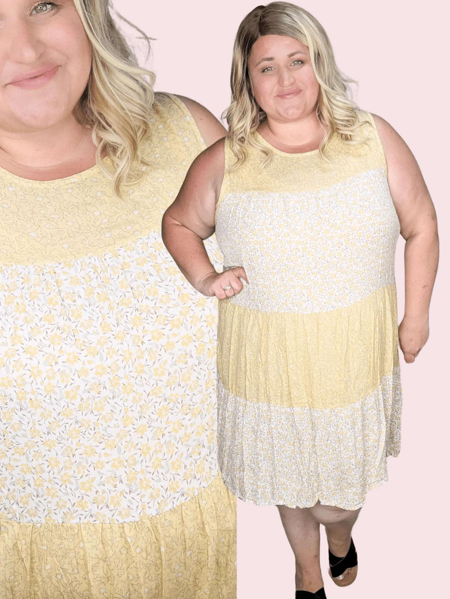 SALE- Kat Floral Tiered Tank Dress in Garden Gala Yellow