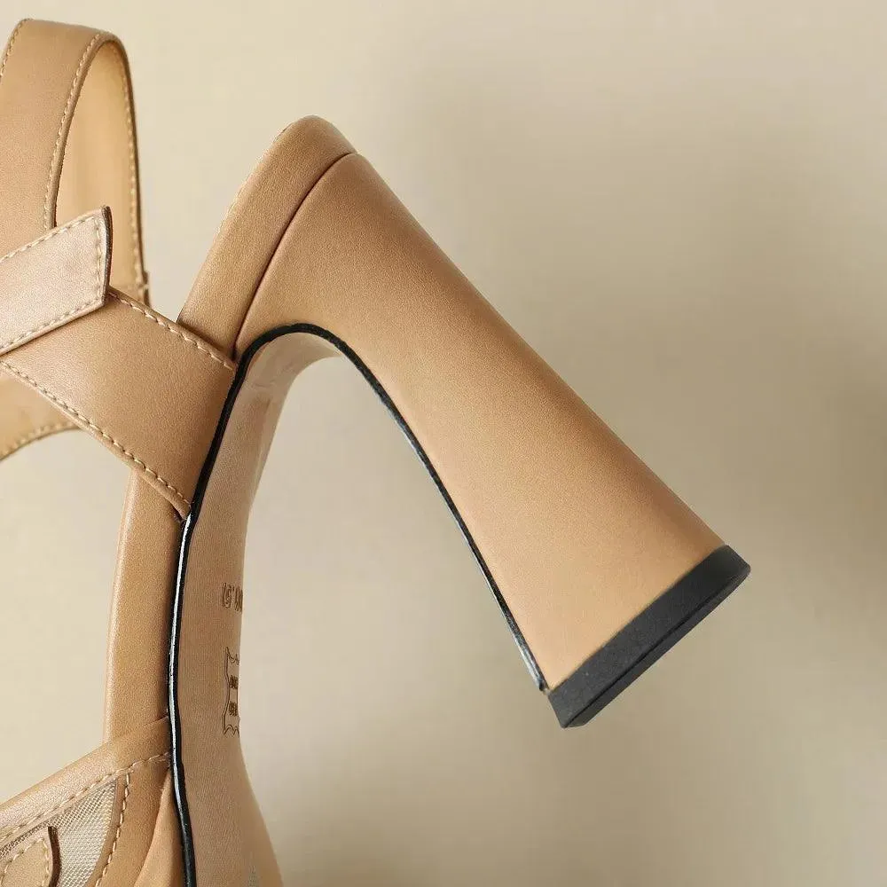Sandals Women Sandals Leather Flower High Heels