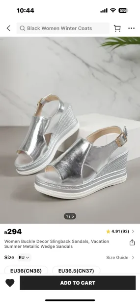 Shein Silver Wedge Sandals
