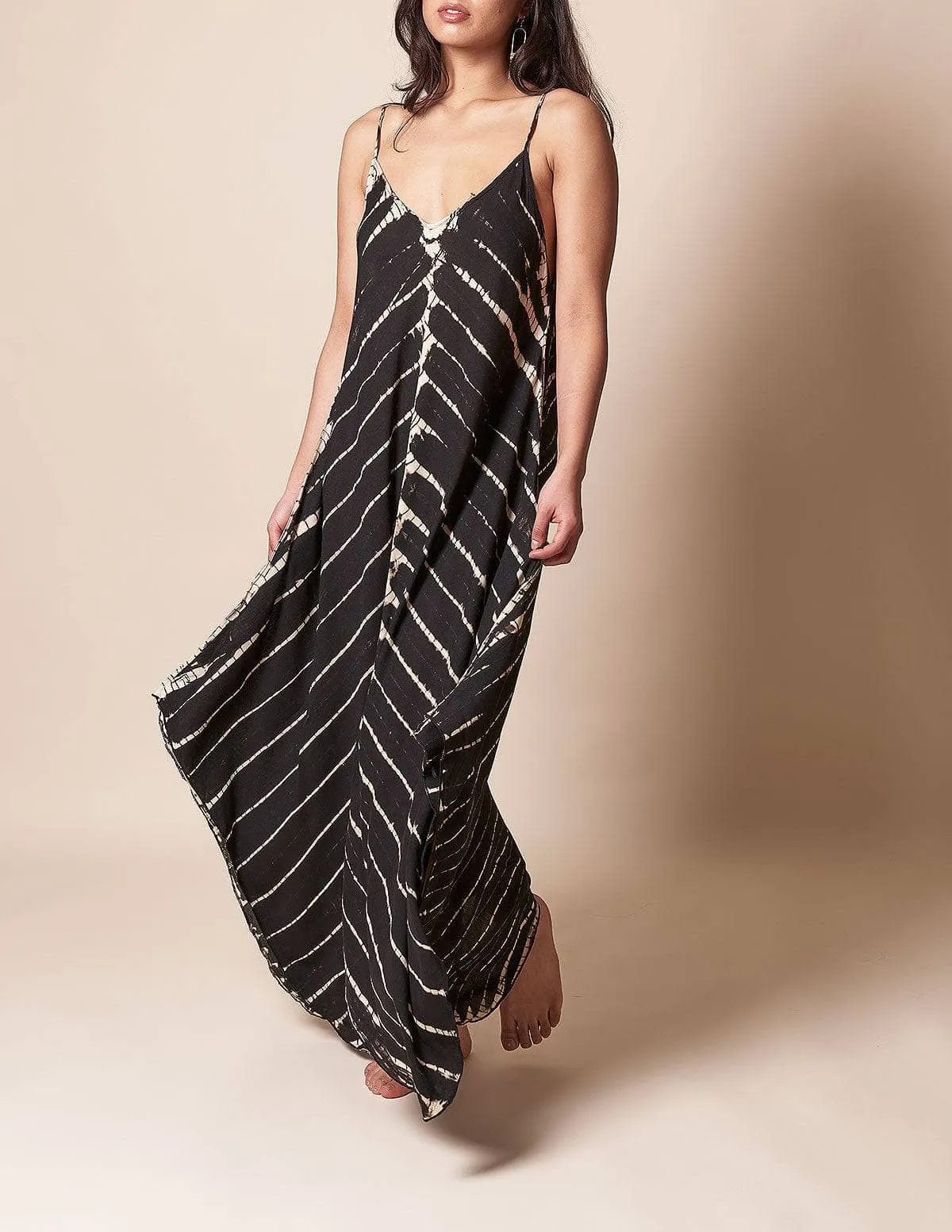 Shibori Tie-Dye Sundress - Black - As-Is-Clearance