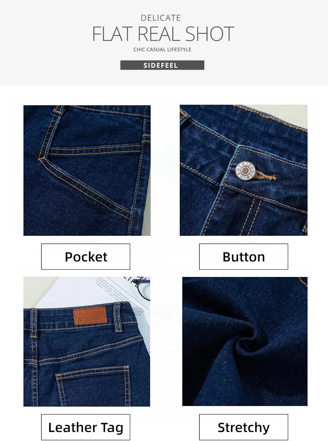 Sidefeel Women’s Jean Shorts High Waisted Stretchy Casual Zimbaplatinum Summer Denim Shorts with Pockets
