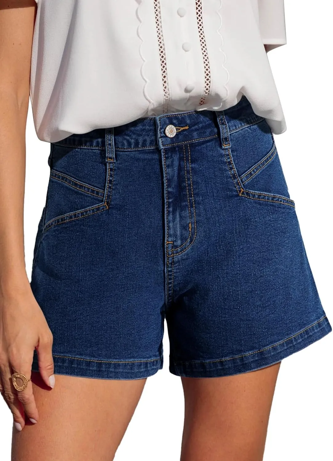 Sidefeel Women’s Jean Shorts High Waisted Stretchy Casual Zimbaplatinum Summer Denim Shorts with Pockets