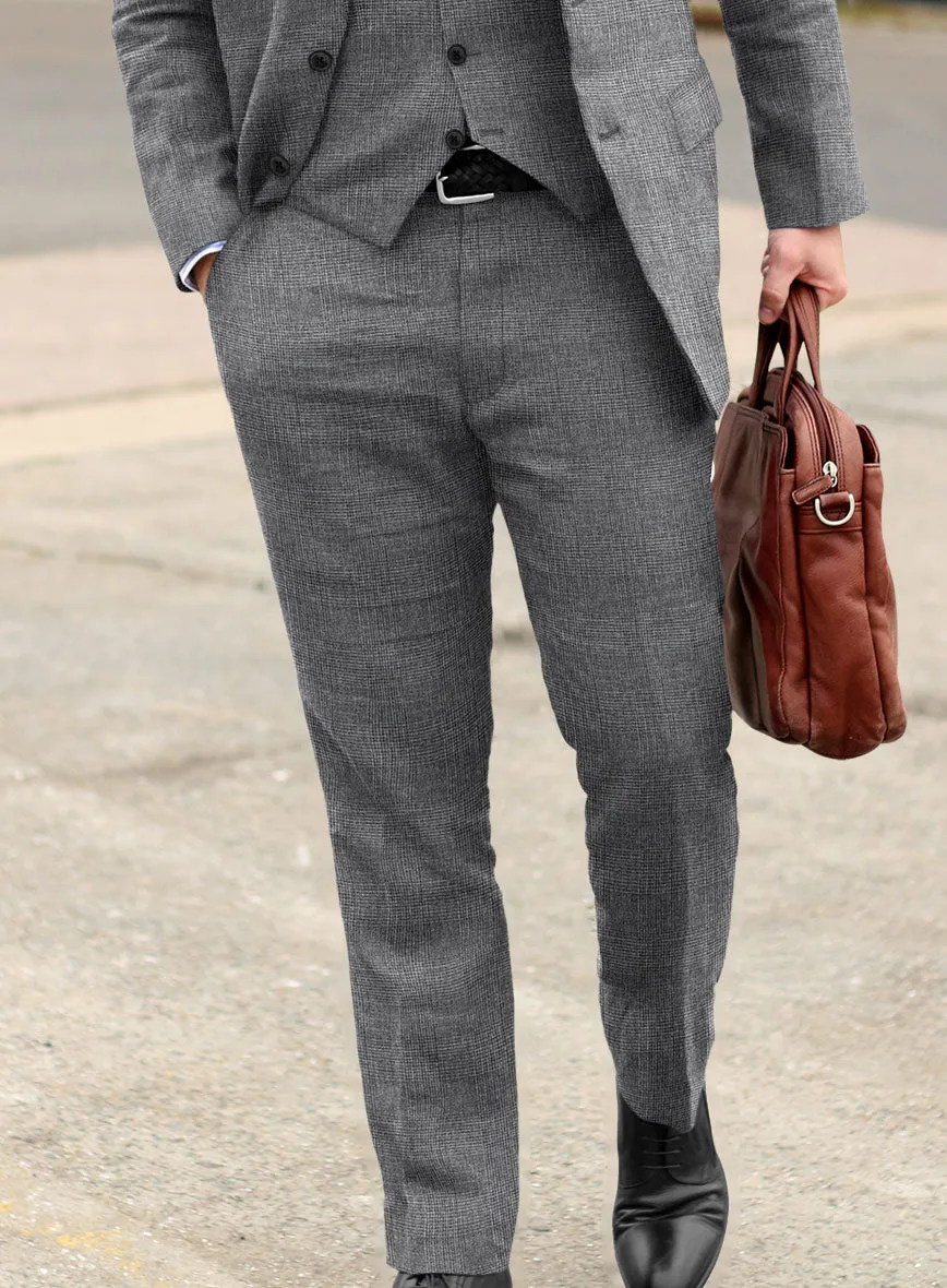 Solbiati Blue Gray Check Linen Pants